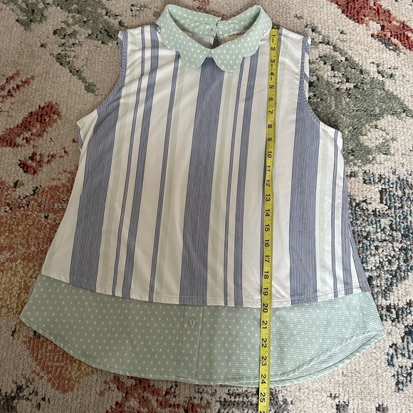 Faith & Joy Women’s Small Striped Sleeveless Top with Peter Pan Collar VTG style - Picture 11 of 16